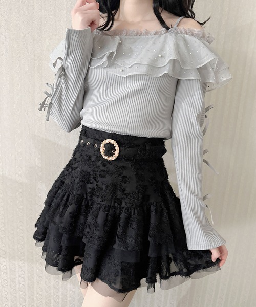 couture BY ROJITA（クチュールバイロジータ）の「キラキラテレコトップス（Tシャツ/カットソー・レディース・グレー/ブラック/アイボリー・FREE）」の9枚目の写真