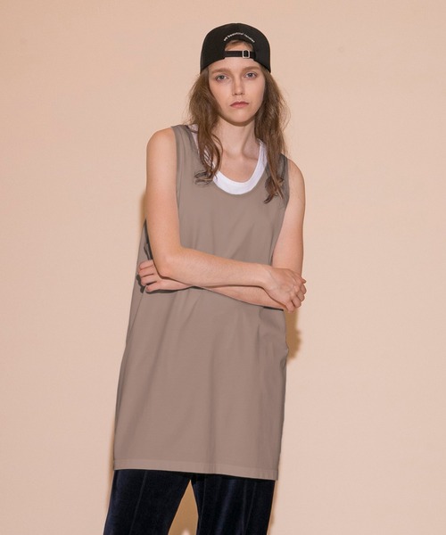 my beautiful landlet（マイビューティフルランドレット）の「【my beautiful landlet】MERCERIZATION JERSEY BIG TANK TOP（タンクトップ・メンズ・ブラック/ベージュ/ネイビー/パープル/ホワイト・FREE）」の2枚目の写真