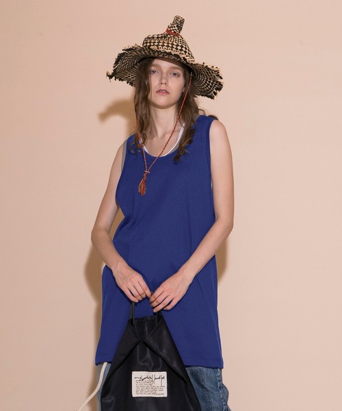 my beautiful landlet（マイビューティフルランドレット）の「【my beautiful landlet】MERCERIZATION JERSEY BIG TANK TOP（タンクトップ・メンズ・ブラック/ベージュ/ネイビー/パープル/ホワイト・FREE）」の5枚目の写真