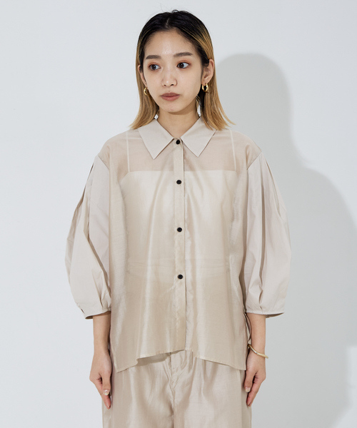 NOMINE（ノミネ）の「【上下2点コーデセット/セットアップ対応】シアー シャツ＋パンツSET-UP【WEB限定】（その他パンツ・レディース・ブルー/ブラウン/ベージュ/ブラック・フリー）」の14枚目の写真