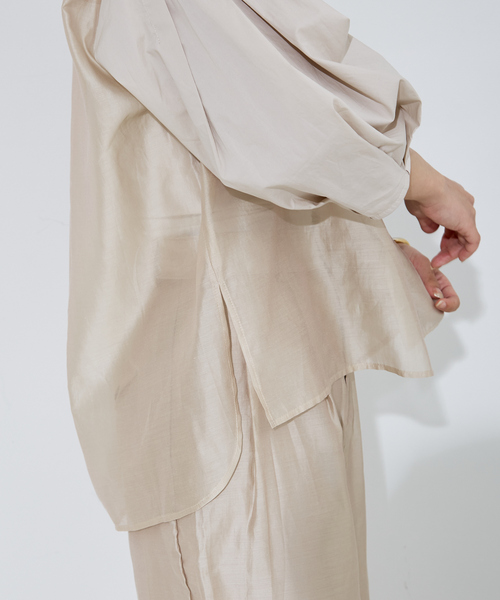 NOMINE（ノミネ）の「【上下2点コーデセット/セットアップ対応】シアー シャツ＋パンツSET-UP【WEB限定】（その他パンツ・レディース・ブルー/ブラウン/ベージュ/ブラック・フリー）」の7枚目の写真