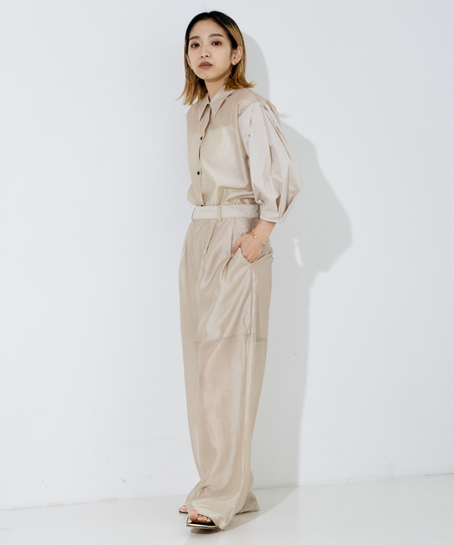 NOMINE（ノミネ）の「【上下2点コーデセット/セットアップ対応】シアー シャツ＋パンツSET-UP【WEB限定】（その他パンツ・レディース・ブルー/ブラウン/ベージュ/ブラック・フリー）」の19枚目の写真
