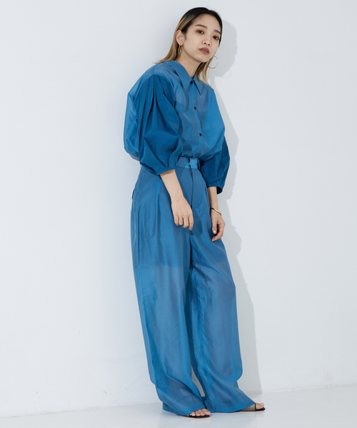 NOMINE（ノミネ）の「【上下2点コーデセット/セットアップ対応】シアー シャツ＋パンツSET-UP【WEB限定】（その他パンツ・レディース・ブルー/ブラウン/ベージュ/ブラック・フリー）」の18枚目の写真