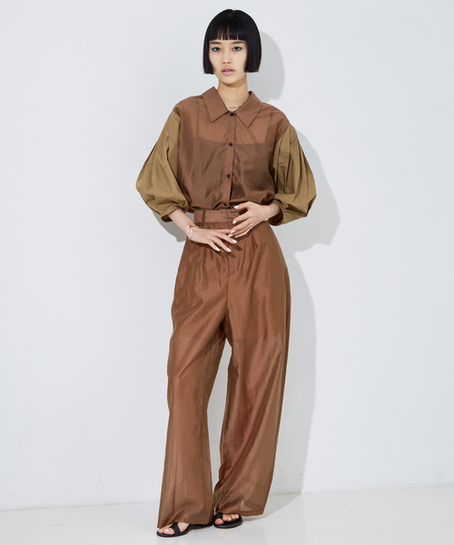 NOMINE（ノミネ）の「【上下2点コーデセット/セットアップ対応】シアー シャツ＋パンツSET-UP【WEB限定】（その他パンツ・レディース・ブルー/ブラウン/ベージュ/ブラック・フリー）」の17枚目の写真