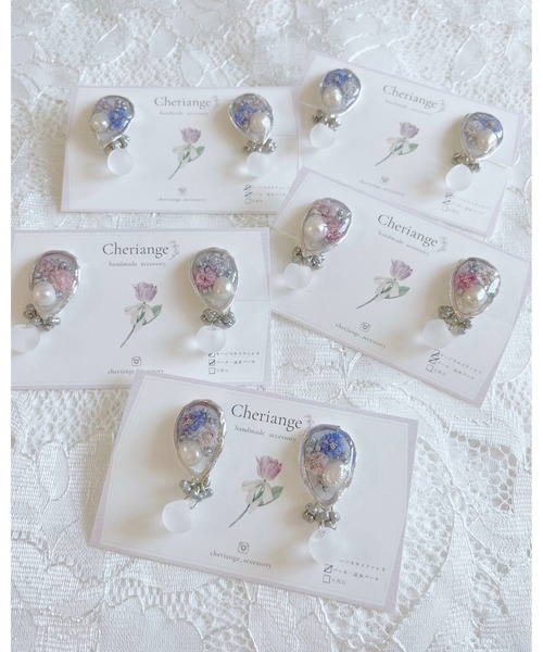 tone(トーン)の「【Cheriange】淑やかな淡雪 ピアス(MA)(ピアス(両耳用)・レディース・ブルー/ピンク・FREE)」の4枚目の写真