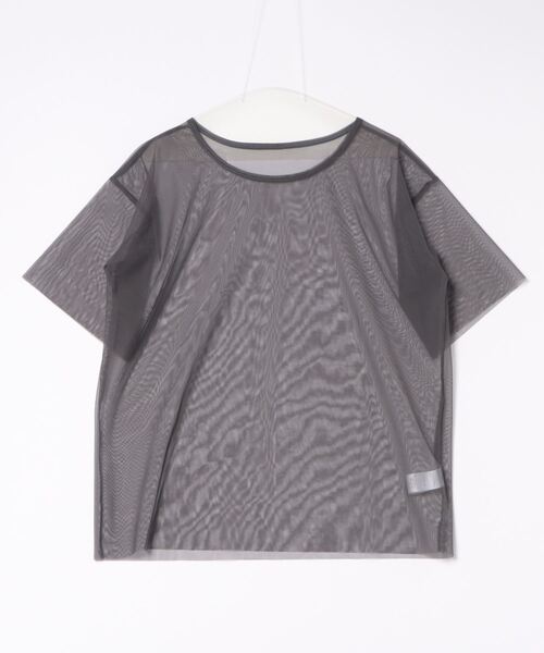 STYLEBLOCK(スタイルブロック)の「チュールレイヤードTシャツ(Tシャツ/カットソー・レディース・グレー/チャコールグレー/アイボリー/ブラック・M)」の4枚目の写真