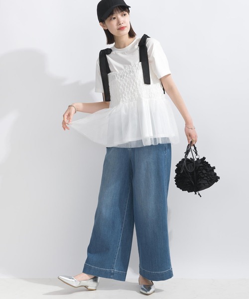 PICCIN（ピッチン）の「【WEB限定】裾チュールビスチェ（キャミソール・レディース・オフホワイト/ブラック・L/M）」の8枚目の写真