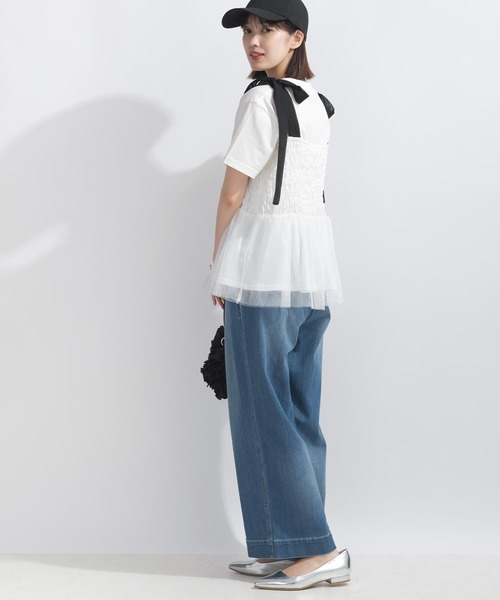 PICCIN（ピッチン）の「【WEB限定】裾チュールビスチェ（キャミソール・レディース・オフホワイト/ブラック・L/M）」の9枚目の写真