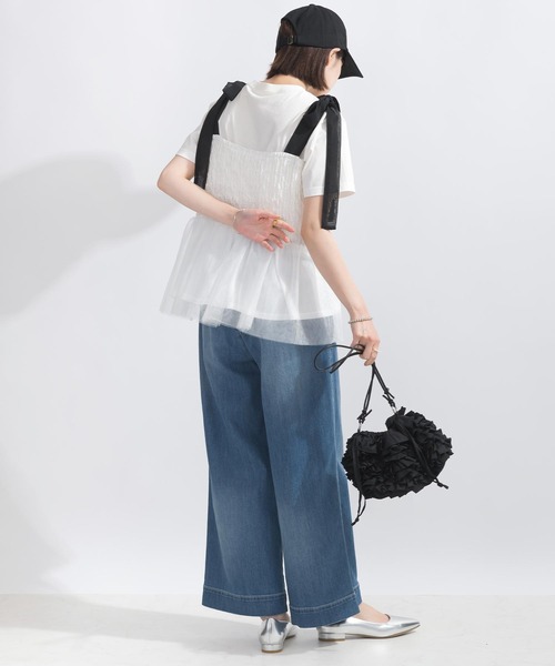 PICCIN（ピッチン）の「【WEB限定】裾チュールビスチェ（キャミソール・レディース・オフホワイト/ブラック・L/M）」の10枚目の写真