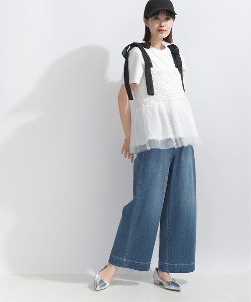 PICCIN（ピッチン）の「【WEB限定】裾チュールビスチェ（キャミソール・レディース・オフホワイト/ブラック・L/M）」の11枚目の写真