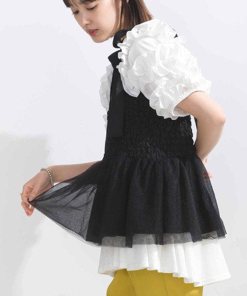 PICCIN（ピッチン）の「【WEB限定】裾チュールビスチェ（キャミソール・レディース・オフホワイト/ブラック・L/M）」の13枚目の写真