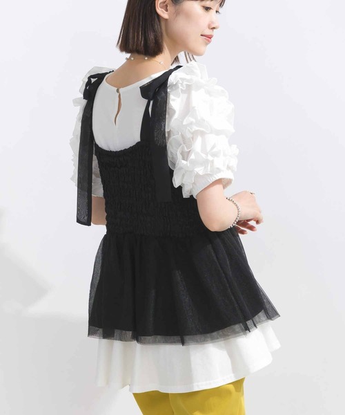 PICCIN（ピッチン）の「【WEB限定】裾チュールビスチェ（キャミソール・レディース・オフホワイト/ブラック・L/M）」の14枚目の写真