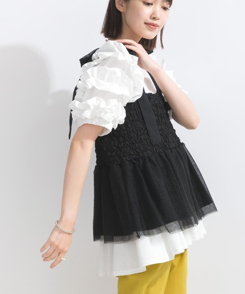 PICCIN（ピッチン）の「【WEB限定】裾チュールビスチェ（キャミソール・レディース・オフホワイト/ブラック・L/M）」の15枚目の写真