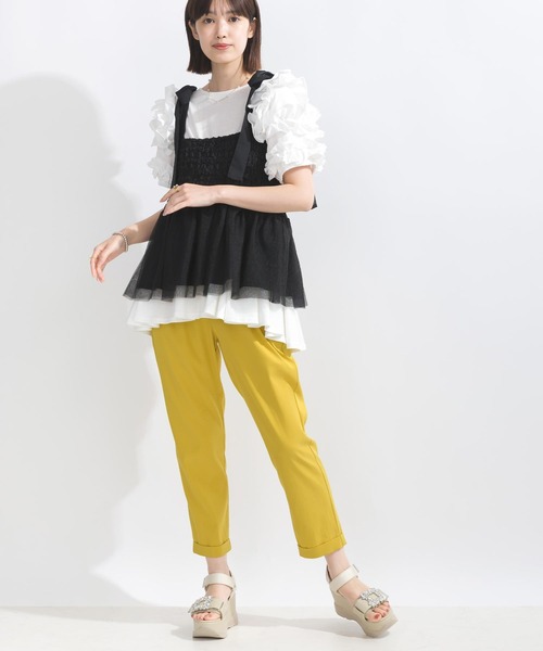 PICCIN（ピッチン）の「【WEB限定】裾チュールビスチェ（キャミソール・レディース・オフホワイト/ブラック・L/M）」の16枚目の写真