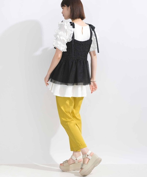 PICCIN（ピッチン）の「【WEB限定】裾チュールビスチェ（キャミソール・レディース・オフホワイト/ブラック・L/M）」の17枚目の写真