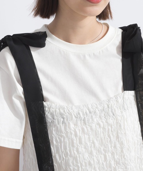 PICCIN（ピッチン）の「【WEB限定】裾チュールビスチェ（キャミソール・レディース・オフホワイト/ブラック・L/M）」の19枚目の写真