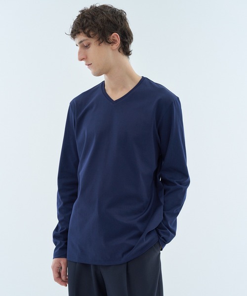 ESTNATION(エストネーション)の「ESTNATION / Vネックロングスリーブカットソー<EVER KEEP>(Tシャツ/カットソー・メンズ・ホワイト/ブラック/グレー/ネイビー・MEDIUM/LARGE/X-LARGE/SMALL)」の19枚目の写真