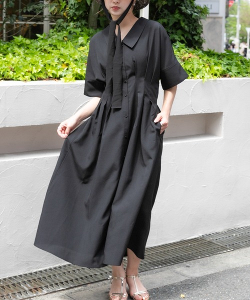 SENSE OF PLACE by URBAN RESEARCH(センスオブプレイスバイアーバンリサーチ)の「ウエストタックシャツワンピース(ワンピース・レディース・チャコールグレー/ブルー/ブラック/ベージュ/ブルー系その他/ブラック系その他・ONE/S)」の7枚目の写真