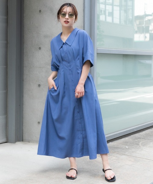 SENSE OF PLACE by URBAN RESEARCH(センスオブプレイスバイアーバンリサーチ)の「ウエストタックシャツワンピース(ワンピース・レディース・チャコールグレー/ブルー/ブラック/ベージュ/ブルー系その他/ブラック系その他・ONE/S)」の19枚目の写真