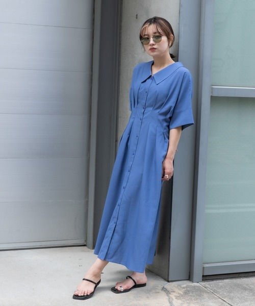 SENSE OF PLACE by URBAN RESEARCH(センスオブプレイスバイアーバンリサーチ)の「ウエストタックシャツワンピース(ワンピース・レディース・チャコールグレー/ブルー/ブラック/ベージュ/ブルー系その他/ブラック系その他・ONE/S)」の21枚目の写真