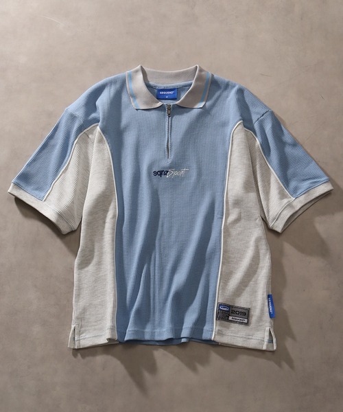 SEQUENZ(シークエンズ)の「【SEQUENZ/シークエンズ】SQNZ SPORT ZIP POLO S/S THERMAL / パイピング ワッフル半袖ジップポロ(Tシャツ/カットソー・メンズ・イエロー/アイボリー/サックスブルー/ブラック・XL/L/M/S)」の3枚目の写真