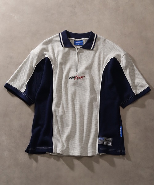 SEQUENZ(シークエンズ)の「【SEQUENZ/シークエンズ】SQNZ SPORT ZIP POLO S/S THERMAL / パイピング ワッフル半袖ジップポロ(Tシャツ/カットソー・メンズ・イエロー/アイボリー/サックスブルー/ブラック・XL/L/M/S)」の2枚目の写真