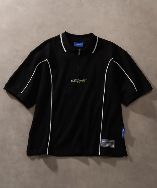 SEQUENZ(シークエンズ)の「【SEQUENZ/シークエンズ】SQNZ SPORT ZIP POLO S/S THERMAL / パイピング ワッフル半袖ジップポロ(Tシャツ/カットソー・メンズ・イエロー/アイボリー/サックスブルー/ブラック・XL/L/M/S)」の1枚目の写真