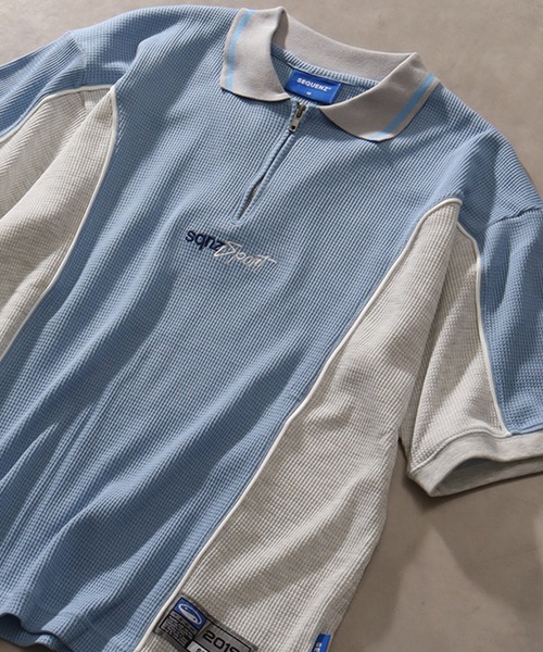 SEQUENZ(シークエンズ)の「【SEQUENZ/シークエンズ】SQNZ SPORT ZIP POLO S/S THERMAL / パイピング ワッフル半袖ジップポロ(Tシャツ/カットソー・メンズ・イエロー/アイボリー/サックスブルー/ブラック・XL/L/M/S)」の14枚目の写真
