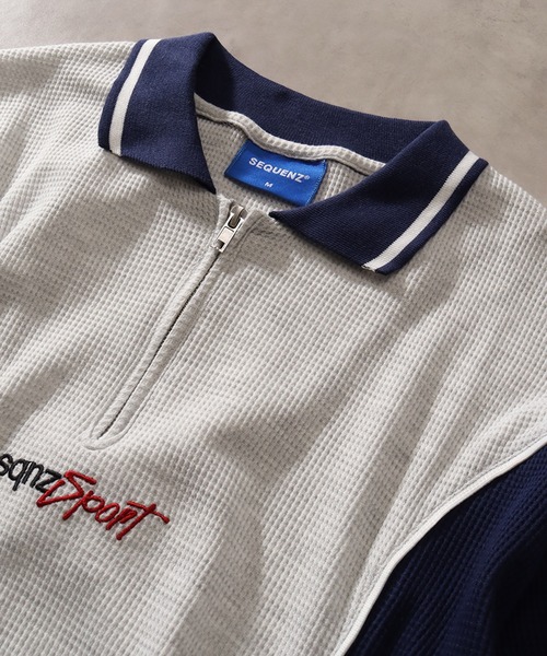SEQUENZ(シークエンズ)の「【SEQUENZ/シークエンズ】SQNZ SPORT ZIP POLO S/S THERMAL / パイピング ワッフル半袖ジップポロ(Tシャツ/カットソー・メンズ・イエロー/アイボリー/サックスブルー/ブラック・XL/L/M/S)」の5枚目の写真