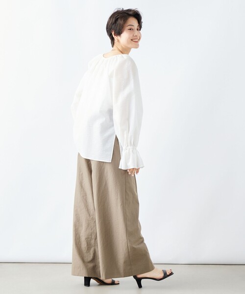 NOLLEY’S（ノーリーズ）の「ウォッシャブルエクセルテックタンブラーワイドパンツ（その他パンツ・レディース・ブラック/カーキ・38/36）」の6枚目の写真