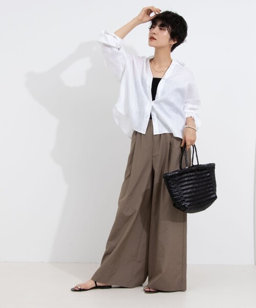 NOLLEY’S（ノーリーズ）の「ウォッシャブルエクセルテックタンブラーワイドパンツ（その他パンツ・レディース・ブラック/カーキ・38/36）」の18枚目の写真