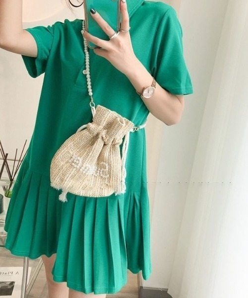 【セール】すそプリーツポロ衿ワンピース（ワンピース）｜deux amour（ドゥーザムール）