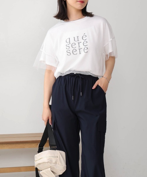 セール】チュールレイヤードロゴTシャツ（Tシャツ/カットソー
