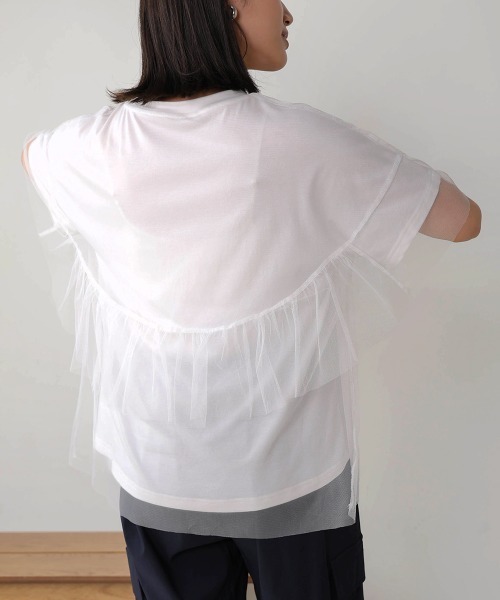 セール】チュールレイヤードロゴTシャツ（Tシャツ/カットソー