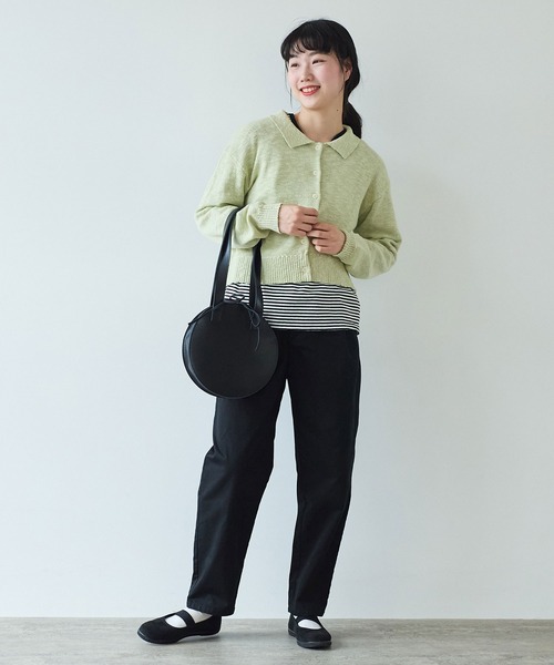 bulle de savon（ビュルデサボン）の「甘撚りライトチノクロス　テーパードパンツ（チノパンツ・レディース・ブラック/ベージュ・FREE）」の13枚目の写真