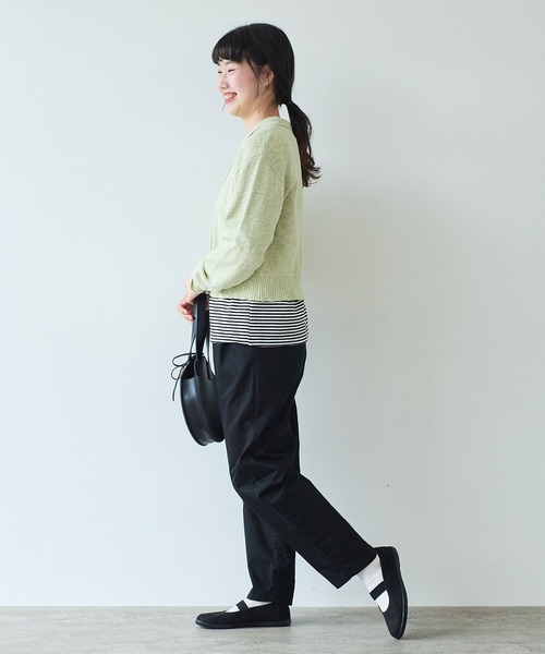 bulle de savon（ビュルデサボン）の「甘撚りライトチノクロス　テーパードパンツ（チノパンツ・レディース・ブラック/ベージュ・FREE）」の14枚目の写真