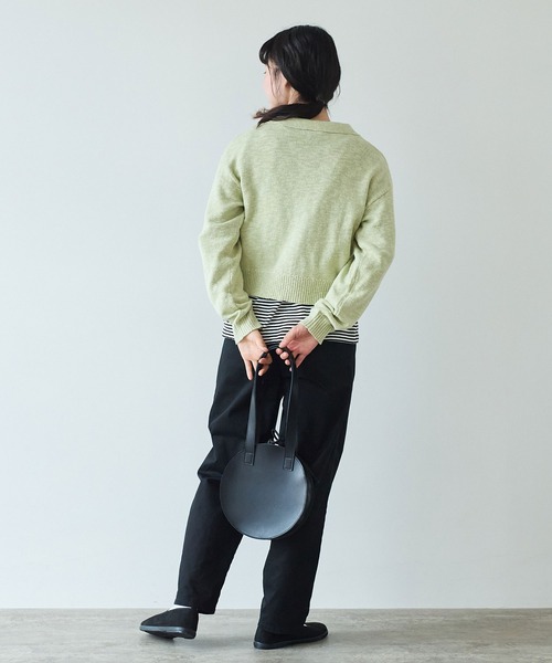 bulle de savon（ビュルデサボン）の「甘撚りライトチノクロス　テーパードパンツ（チノパンツ・レディース・ブラック/ベージュ・FREE）」の15枚目の写真