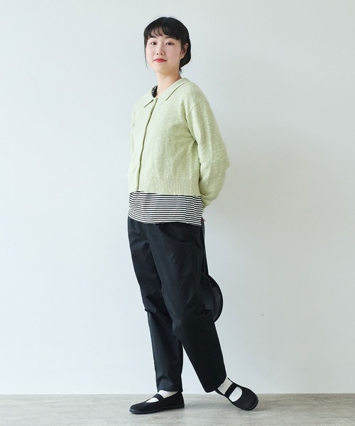 bulle de savon（ビュルデサボン）の「甘撚りライトチノクロス　テーパードパンツ（チノパンツ・レディース・ブラック/ベージュ・FREE）」の16枚目の写真