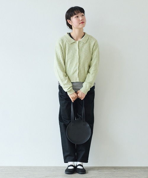 bulle de savon（ビュルデサボン）の「甘撚りライトチノクロス　テーパードパンツ（チノパンツ・レディース・ブラック/ベージュ・FREE）」の18枚目の写真