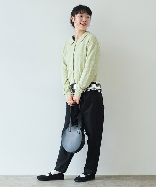 bulle de savon（ビュルデサボン）の「甘撚りライトチノクロス　テーパードパンツ（チノパンツ・レディース・ブラック/ベージュ・FREE）」の19枚目の写真