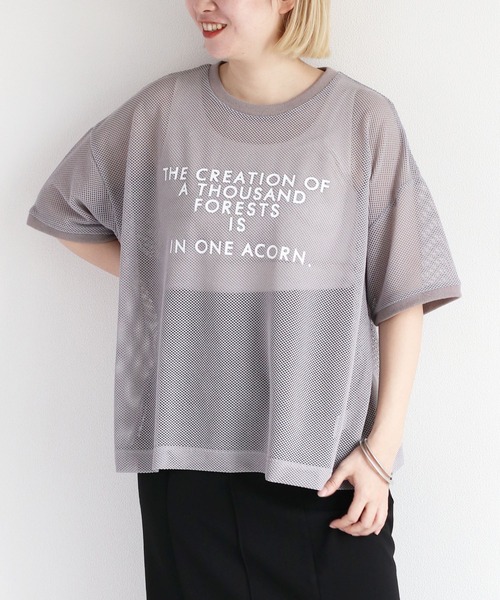 cepo(セポ)の「メッシュロゴTee(Tシャツ/カットソー・レディース・グレー/オフホワイト/ブラック・M)」の3枚目の写真