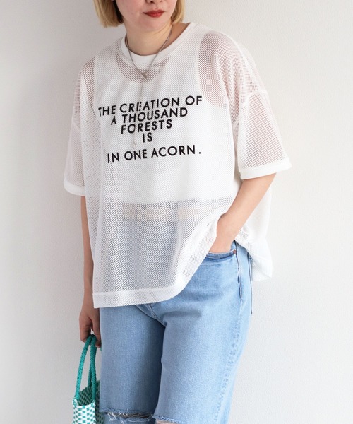 cepo(セポ)の「メッシュロゴTee(Tシャツ/カットソー・レディース・グレー/オフホワイト/ブラック・M)」の1枚目の写真