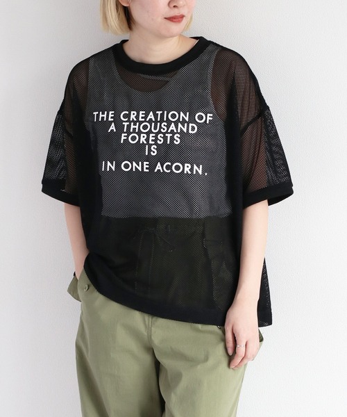 cepo(セポ)の「メッシュロゴTee(Tシャツ/カットソー・レディース・グレー/オフホワイト/ブラック・M)」の2枚目の写真