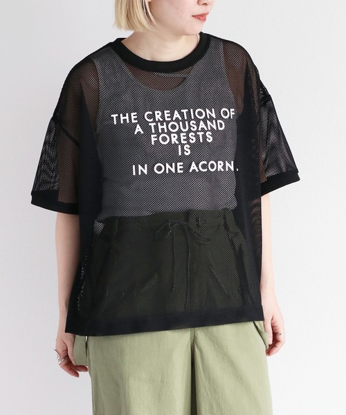 cepo(セポ)の「メッシュロゴTee(Tシャツ/カットソー・レディース・グレー/オフホワイト/ブラック・M)」の5枚目の写真