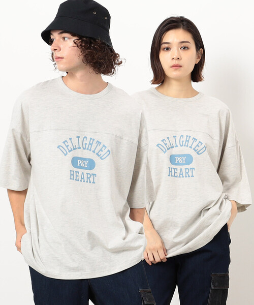 Purple&Yellow（パープルアンドイエロー）の「半袖フットボールプリントＴシャツ（Tシャツ/カットソー・メンズ・ミント/オートミール/チャコール・LARGE/SMALL/MEDIUM）」の3枚目の写真