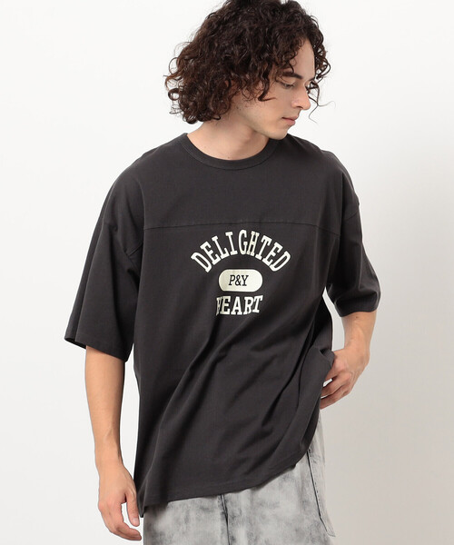 Purple&Yellow（パープルアンドイエロー）の「半袖フットボールプリントＴシャツ（Tシャツ/カットソー・メンズ・ミント/オートミール/チャコール・LARGE/SMALL/MEDIUM）」の11枚目の写真