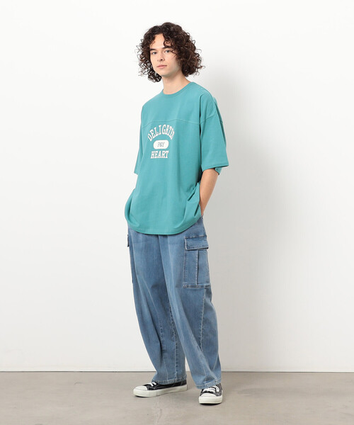 Purple&Yellow（パープルアンドイエロー）の「半袖フットボールプリントＴシャツ（Tシャツ/カットソー・メンズ・ミント/オートミール/チャコール・LARGE/SMALL/MEDIUM）」の15枚目の写真