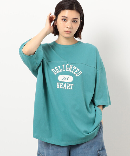 Purple&Yellow（パープルアンドイエロー）の「半袖フットボールプリントＴシャツ（Tシャツ/カットソー・メンズ・ミント/オートミール/チャコール・LARGE/SMALL/MEDIUM）」の18枚目の写真