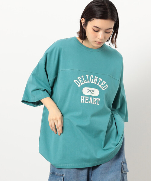 Purple&Yellow（パープルアンドイエロー）の「半袖フットボールプリントＴシャツ（Tシャツ/カットソー・メンズ・ミント/オートミール/チャコール・LARGE/SMALL/MEDIUM）」の19枚目の写真