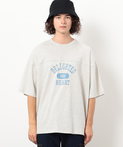 Purple&Yellow（パープルアンドイエロー）の「半袖フットボールプリントＴシャツ（Tシャツ/カットソー・メンズ・ミント/オートミール/チャコール・LARGE/SMALL/MEDIUM）」の20枚目の写真